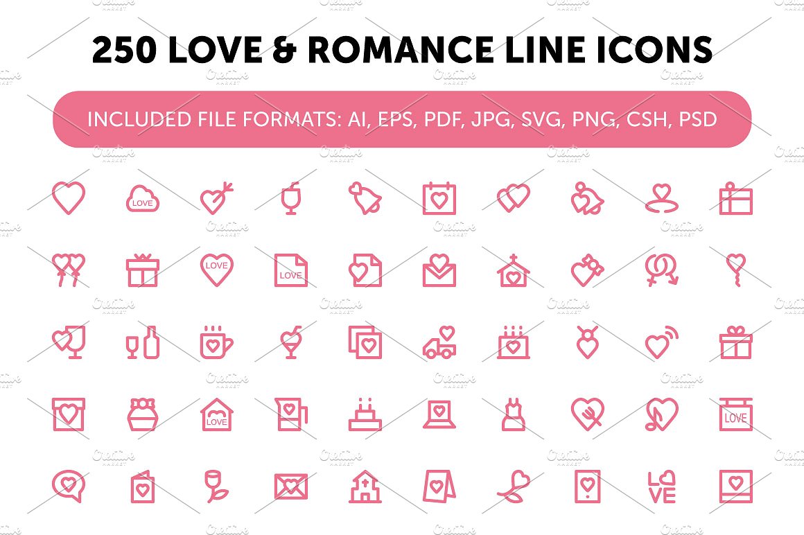 250 Love and Romance Line Icon