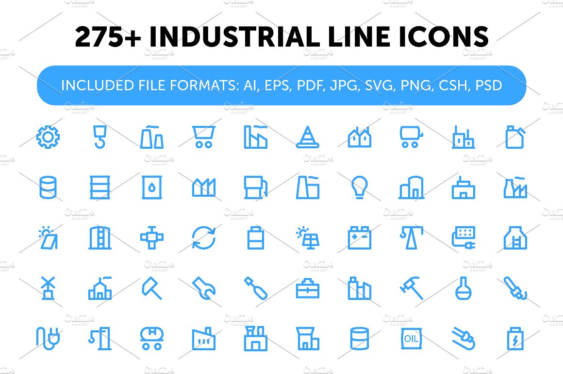 275 Industrial Line Icons