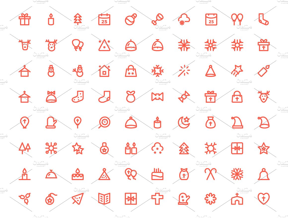 200 Christmas Line Icons