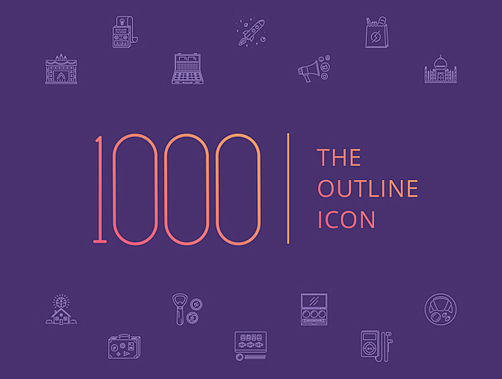 1000+不同类别的独特填充轮廓矢量图标集The Outli