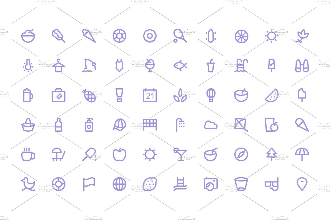 150 Summer Line Icons