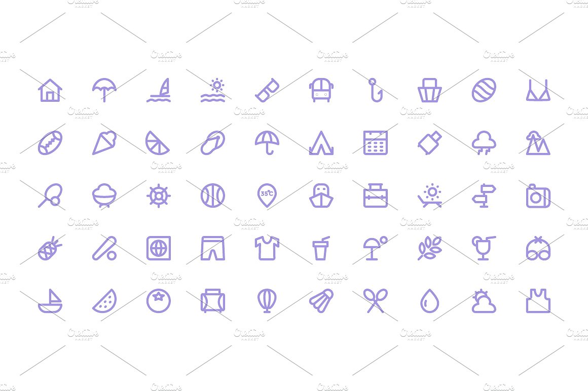 150 Summer Line Icons