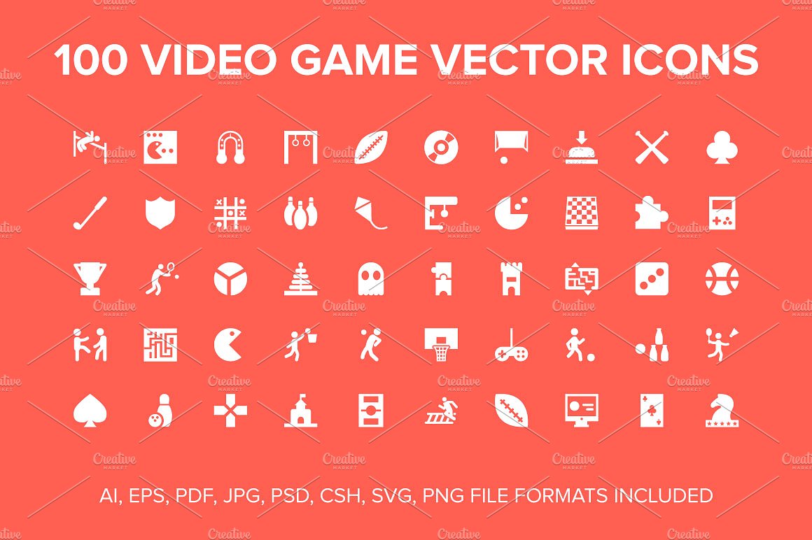 100 Video Game Vector Icons