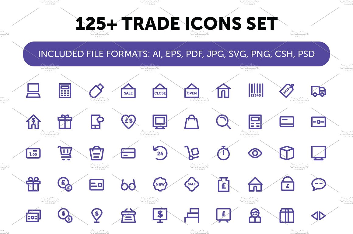 125 Trade Icons Set