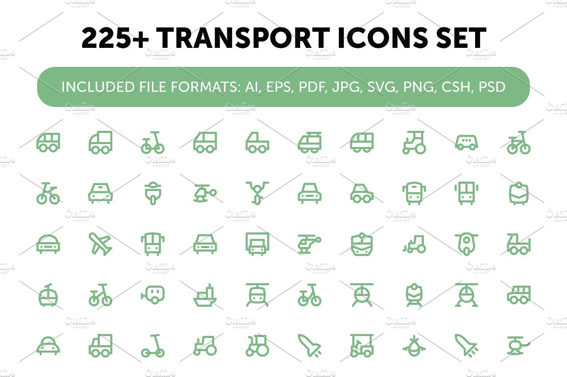 225 Transport Icons Set