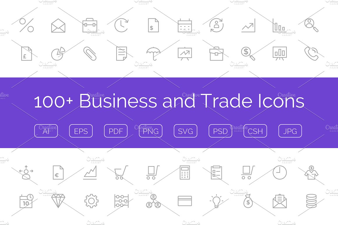 100 Business and Trade Icons