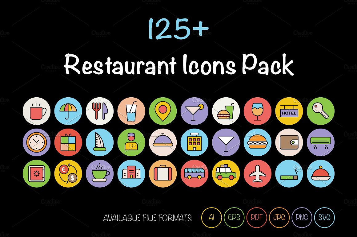 125 Restaurant Icons Pack