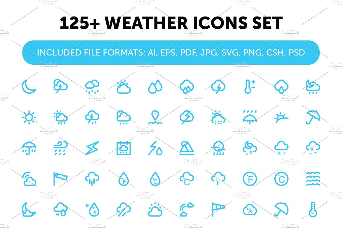 125 Weather Icons Set