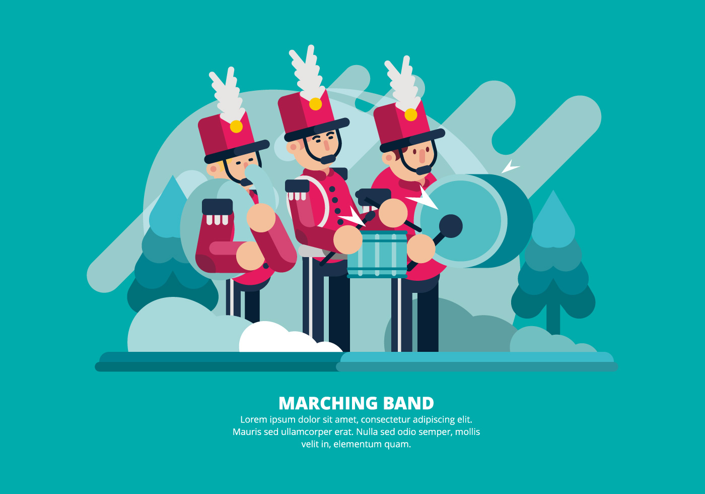 乐队演奏矢量插图Marching Band Illustra
