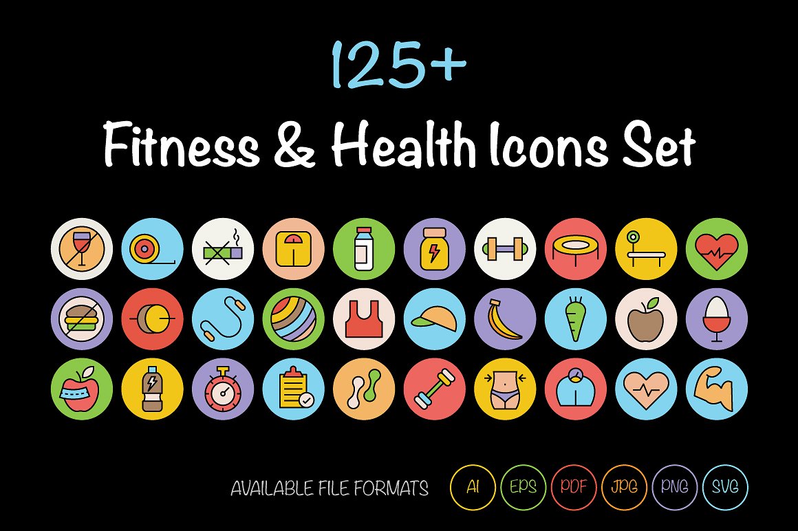 125 Fitness and Health Icons