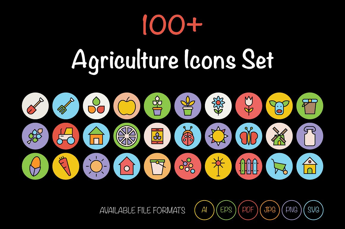 100 Agriculture Icons Set