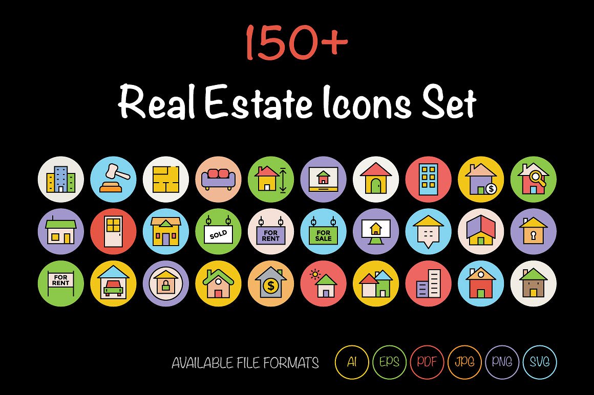 150 Real Estate Icons Set