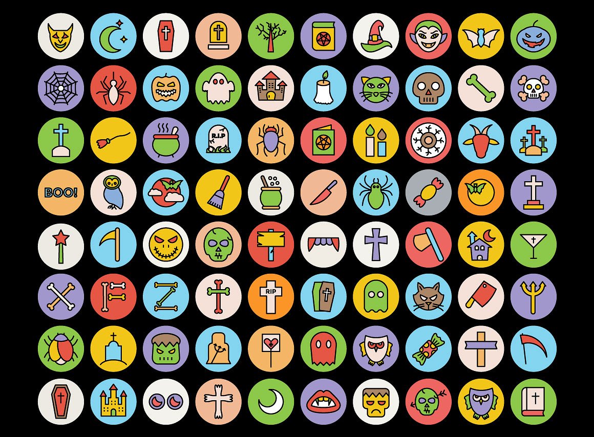 75 Halloween Icons Set