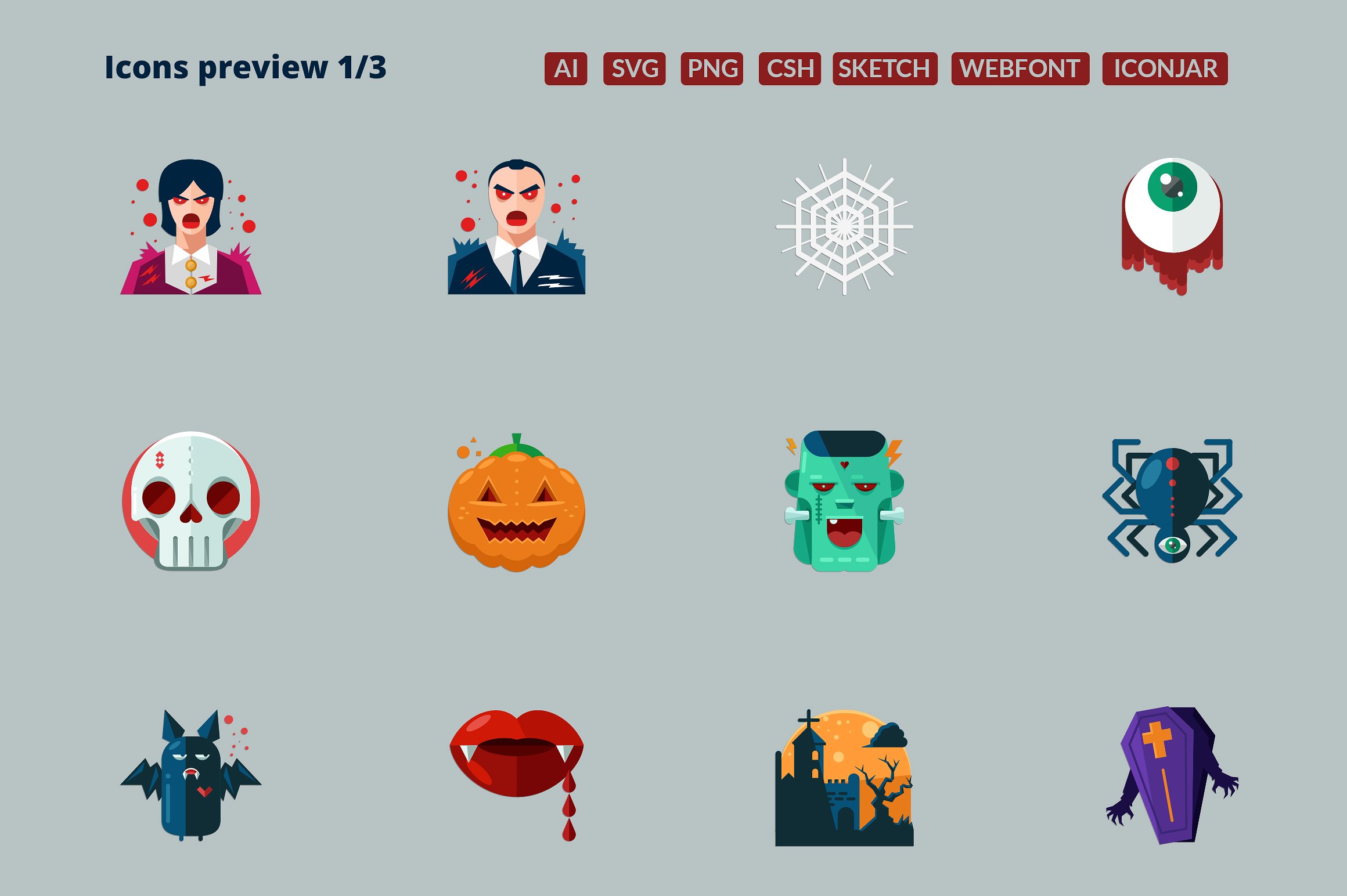 29 Flat Detailed Halloween Ico