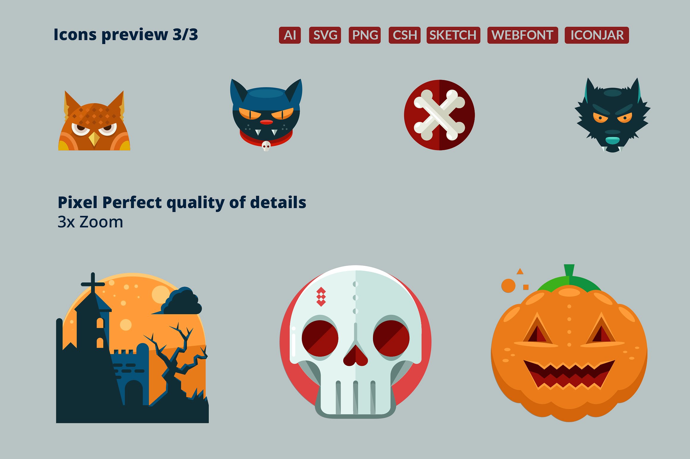 29 Flat Detailed Halloween Ico