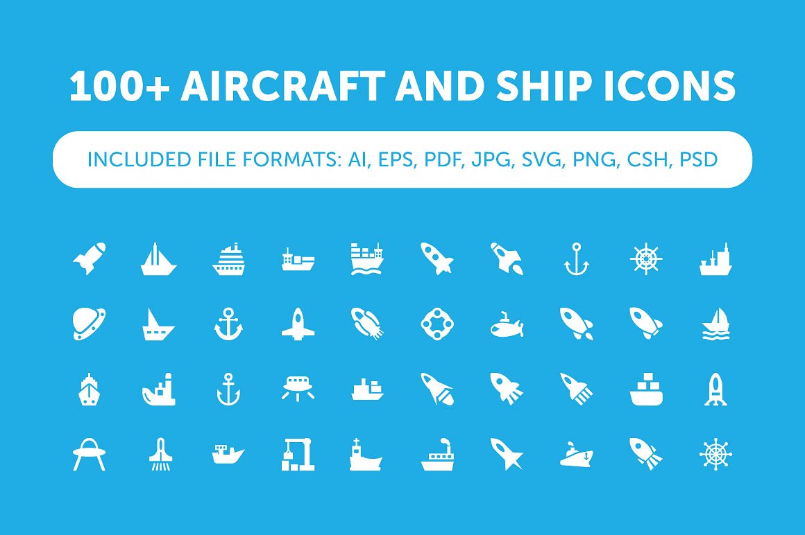 100 Aircraft and Ship Icons