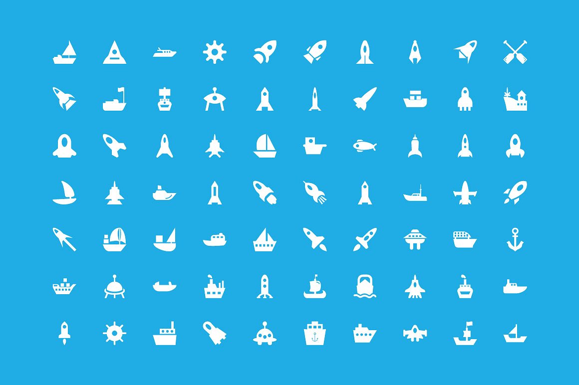 100 Aircraft and Ship Icons