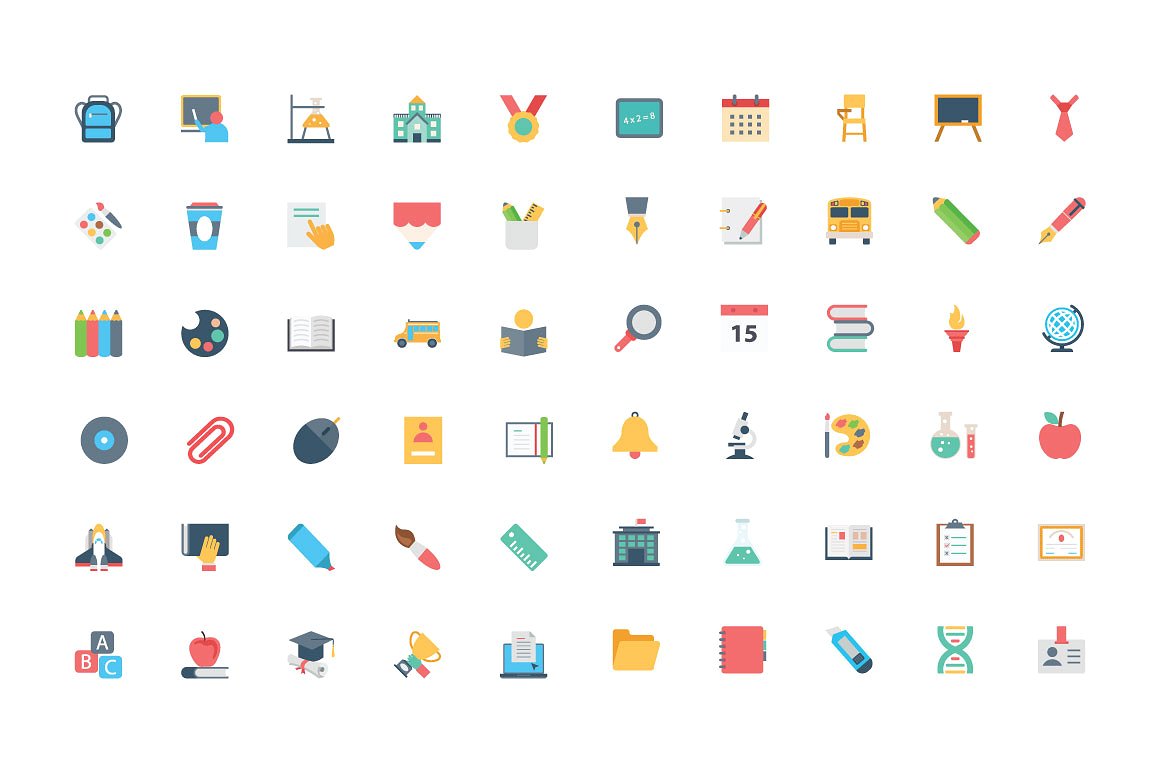 150 Flat Education Vector Icon