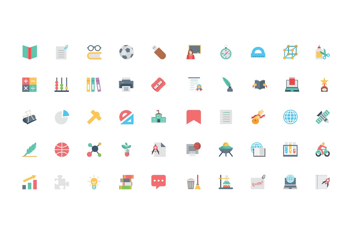 150 Flat Education Vector Icon