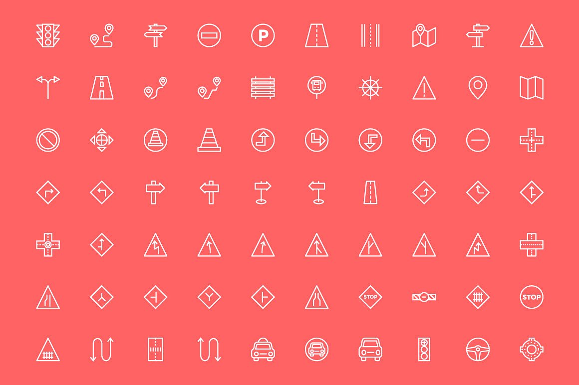 125 Road Outline Vector Icons