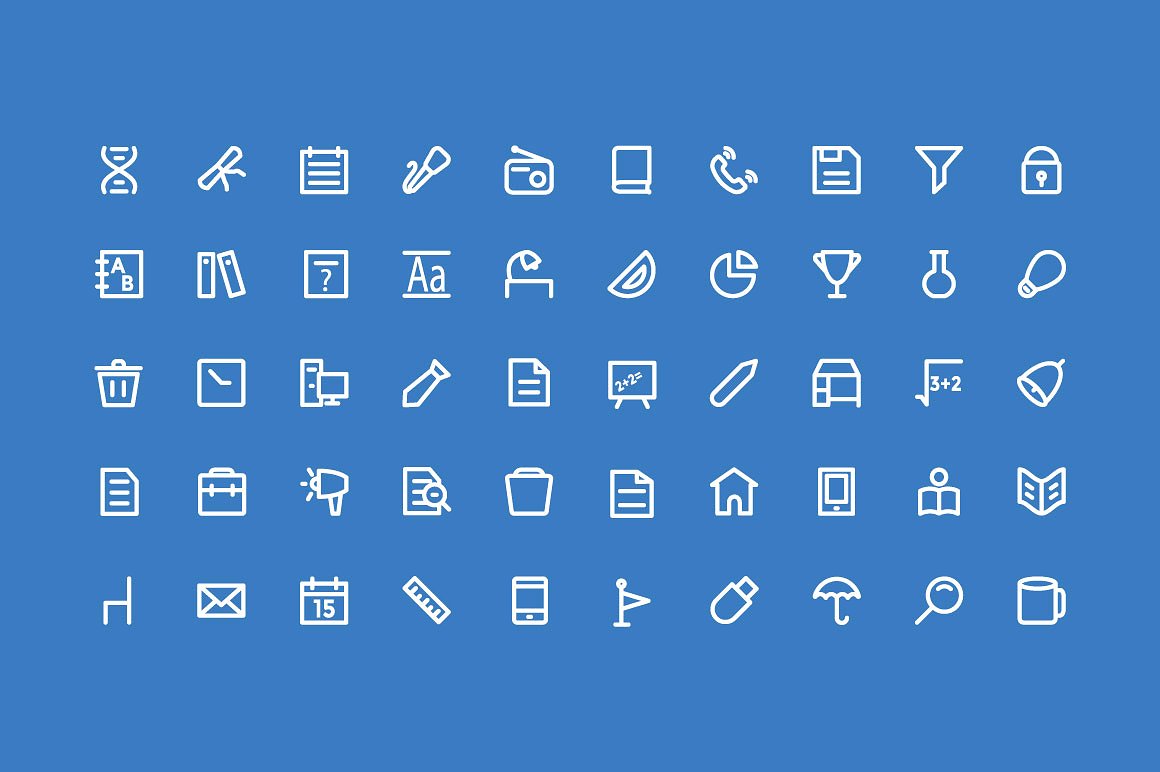 150 Education Bold Line Icons