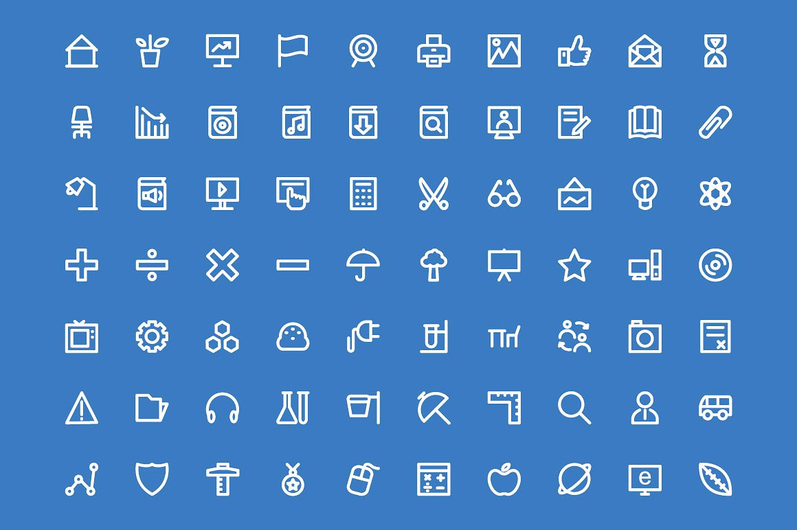 150 Education Bold Line Icons