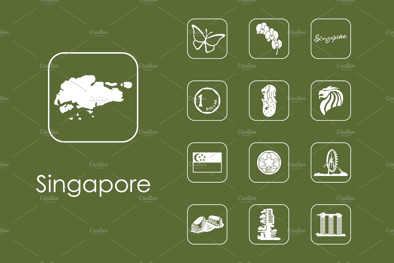 Set of Singapore simple icons