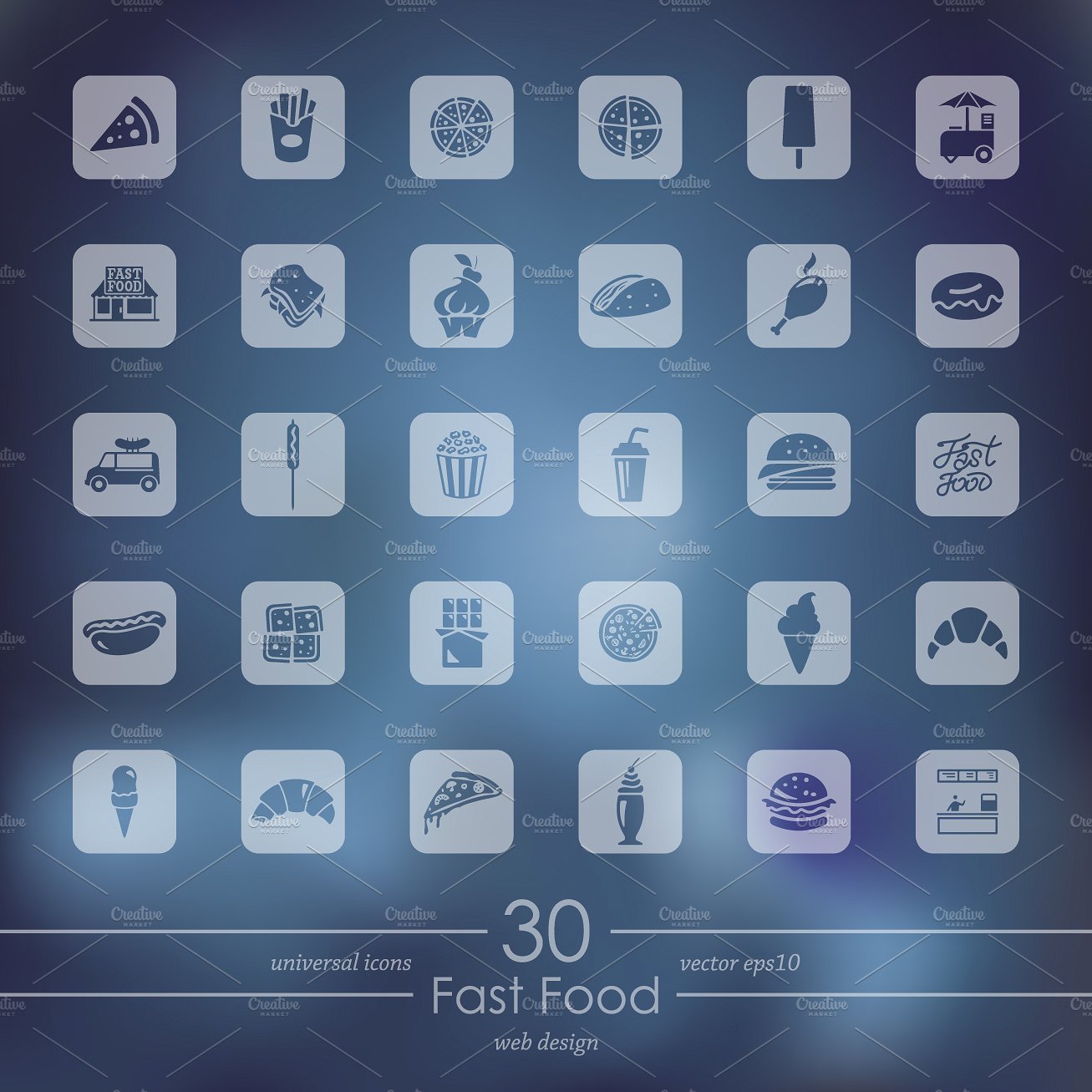 Set of fast food icons