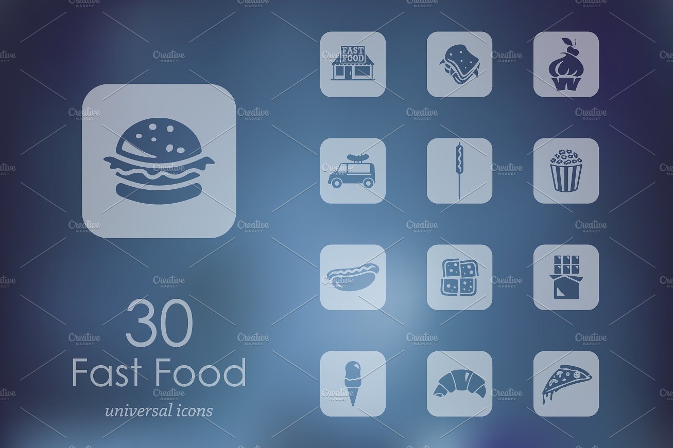 Set of fast food icons