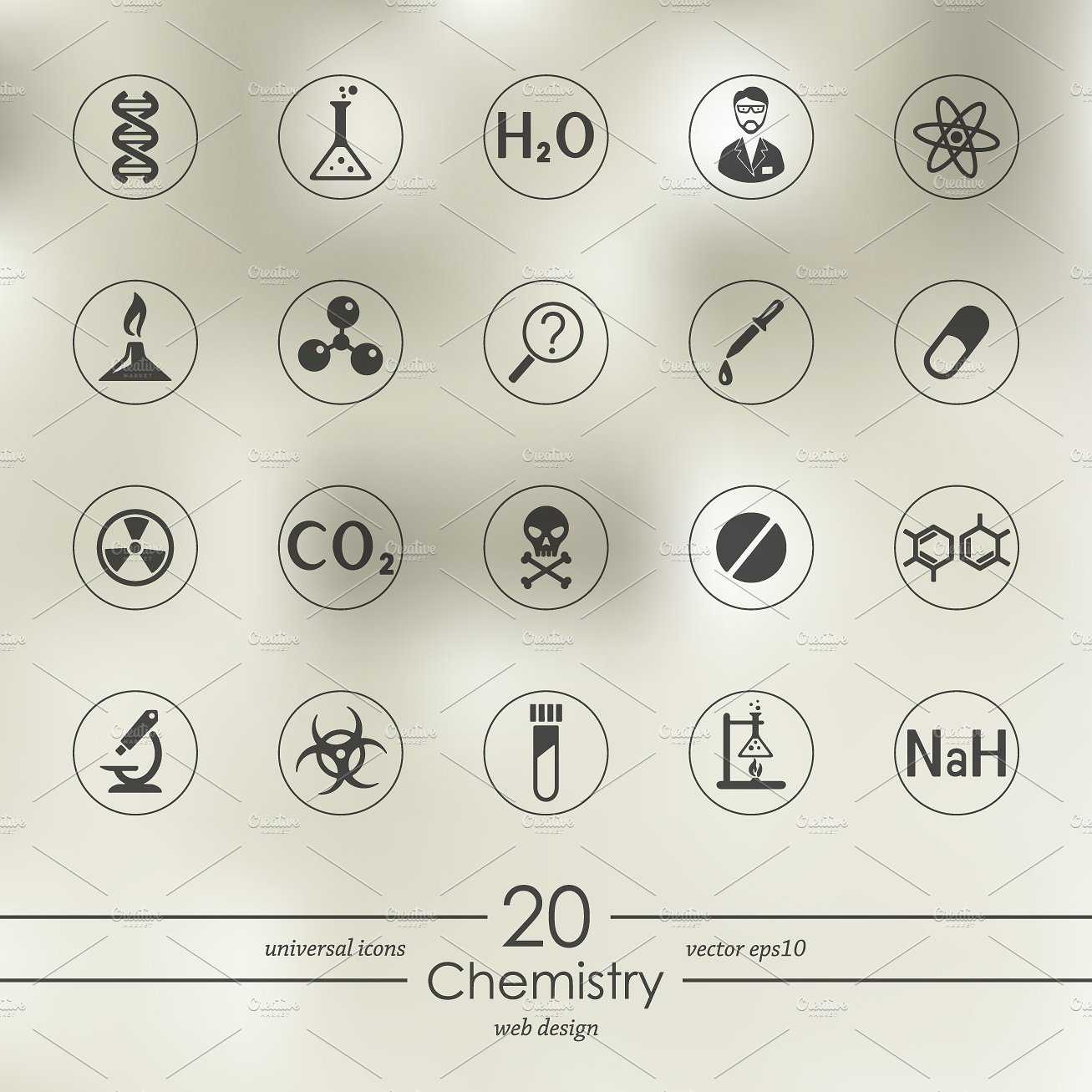 Set of chemistry icons