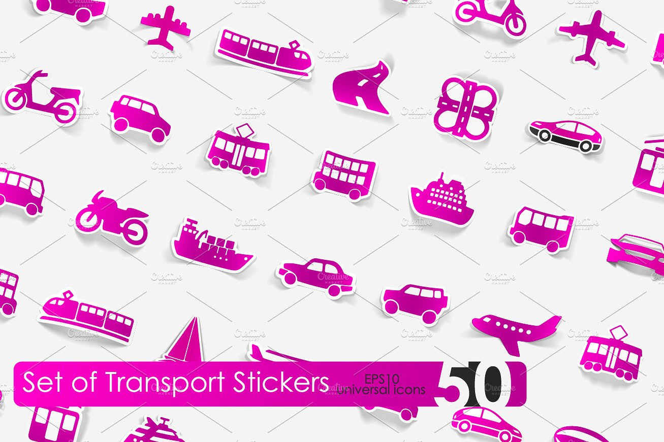 50 transport stickers