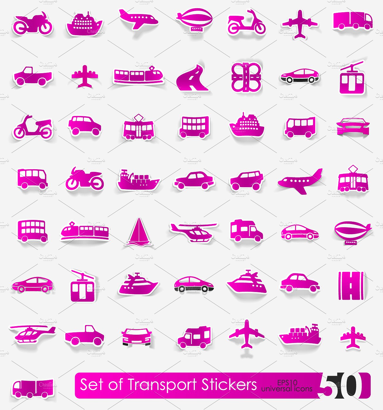 50 transport stickers