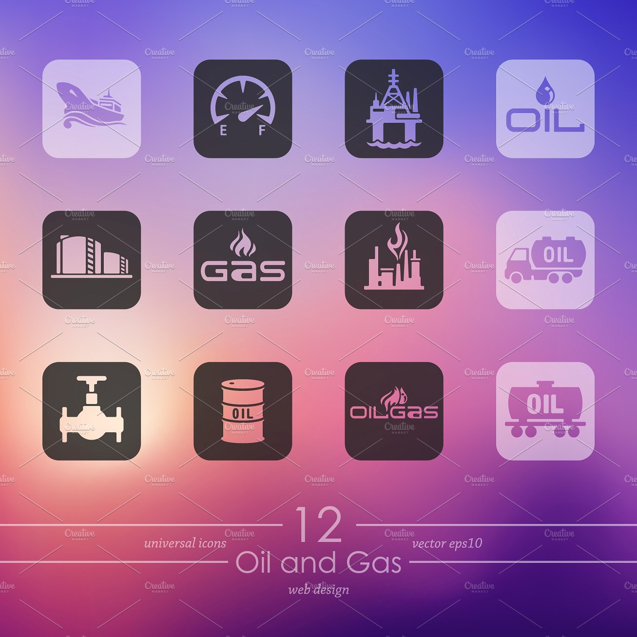 12 OIL and GAS icons