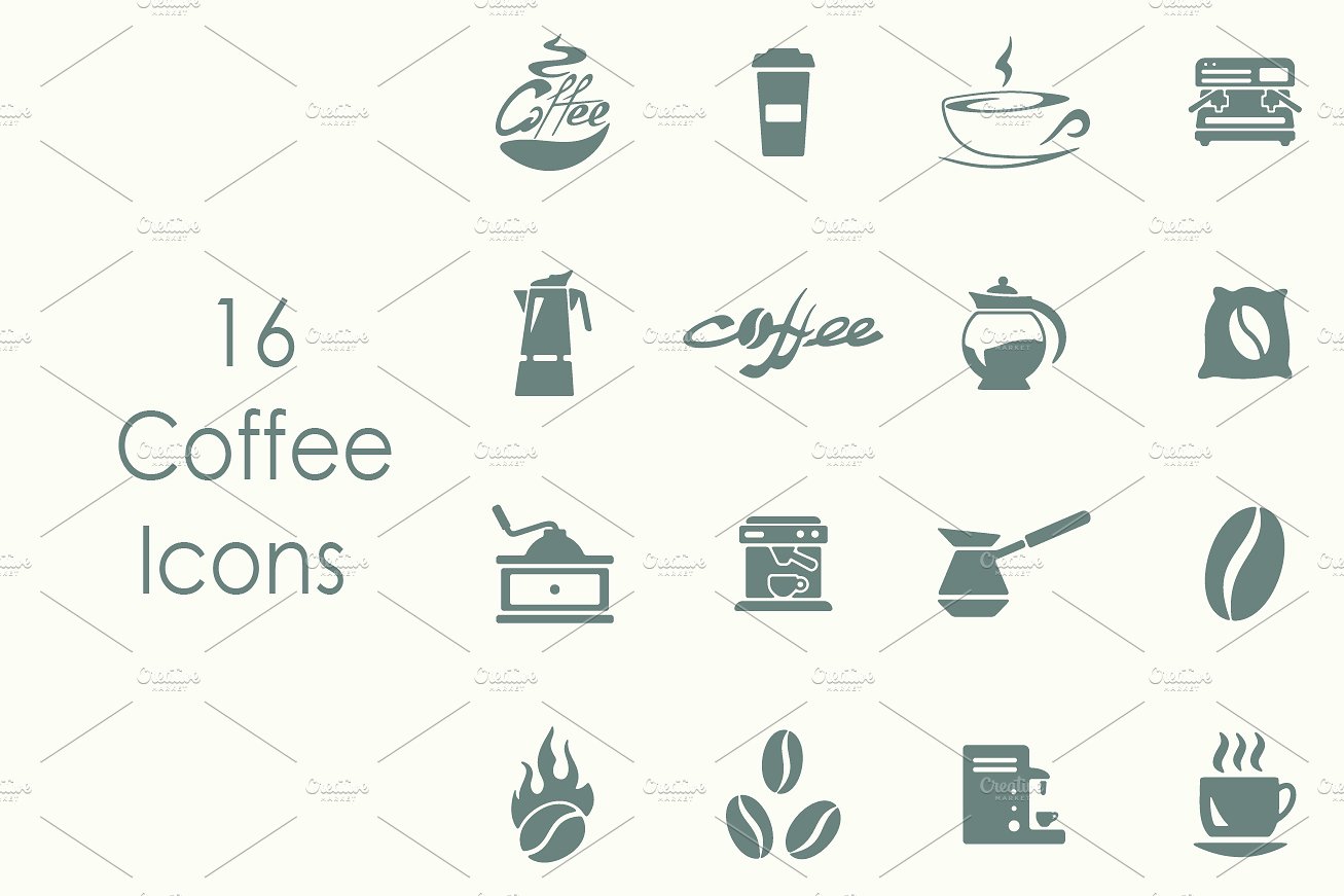 16 COFFEE simple icons