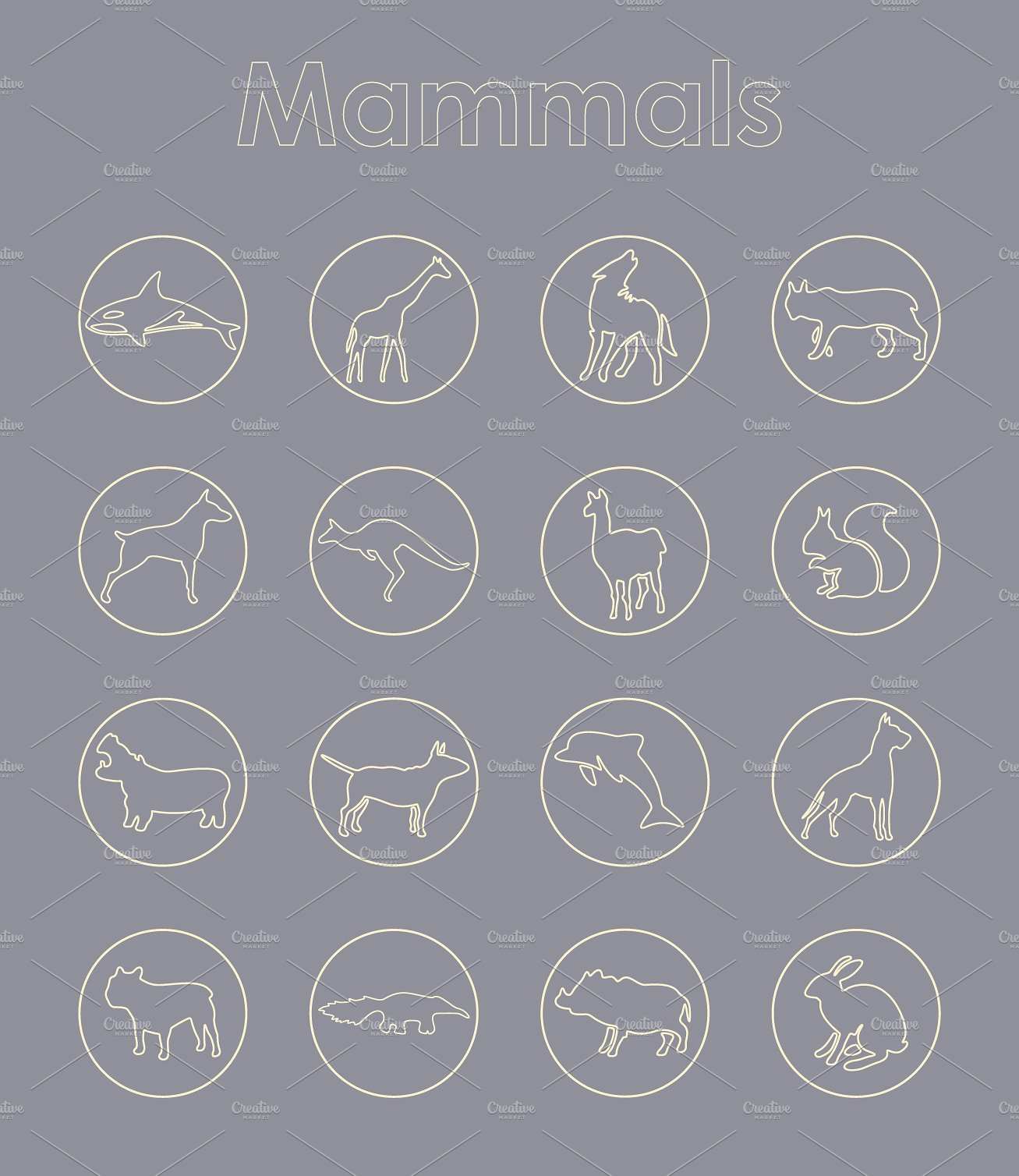 16 MAMMALS simple icons