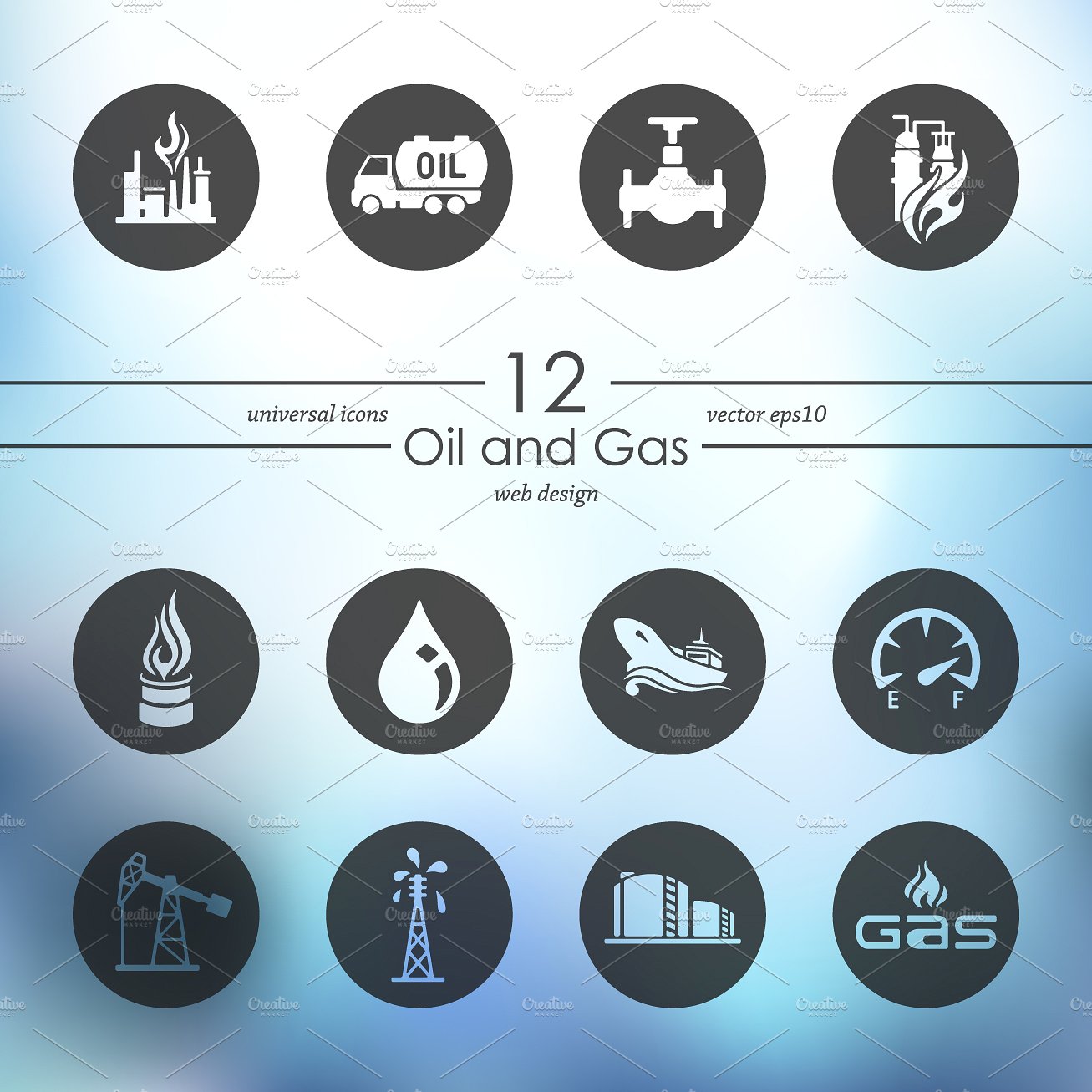 Set of oil and gas icons