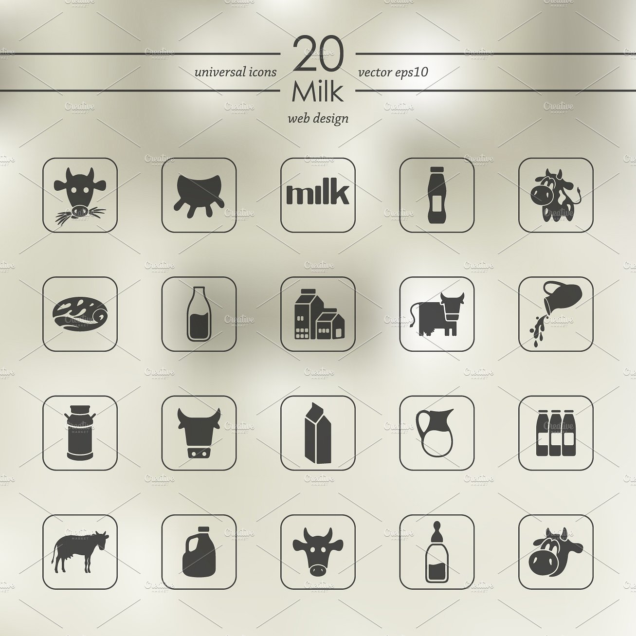 Set of milk icons