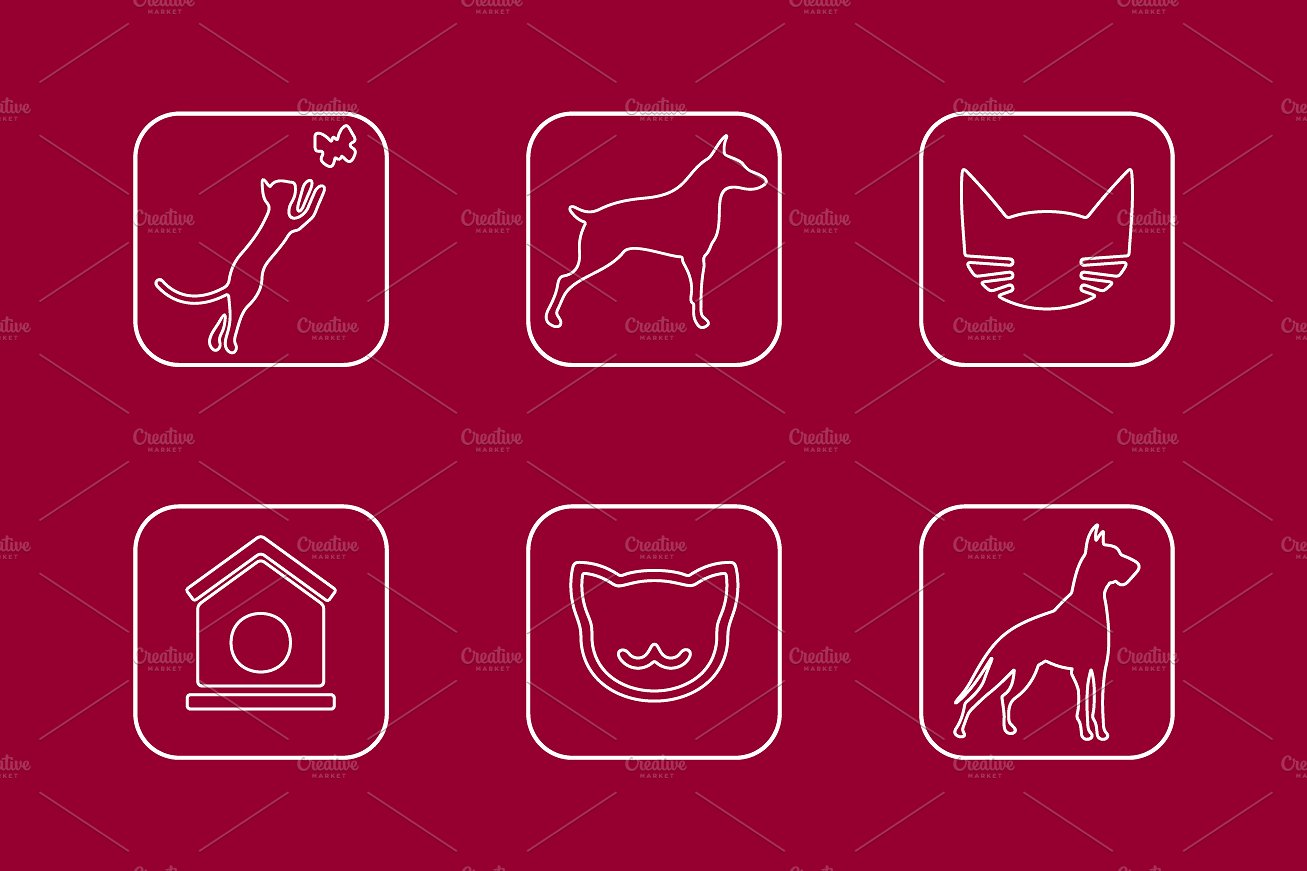 Set of pets simple icons