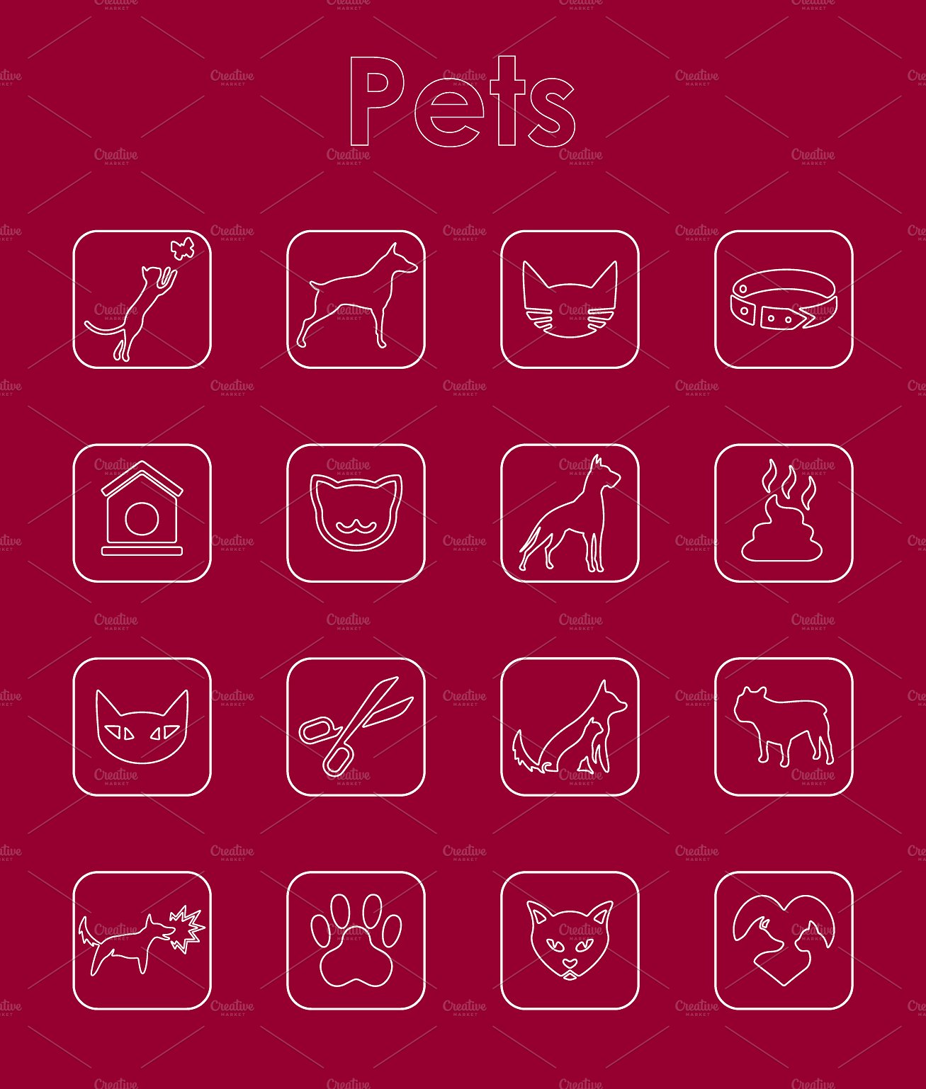 Set of pets simple icons