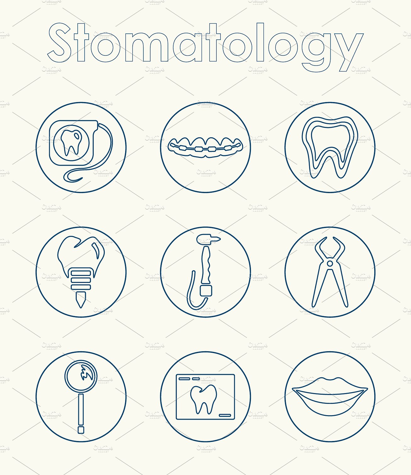 Set of stomatology simple icon