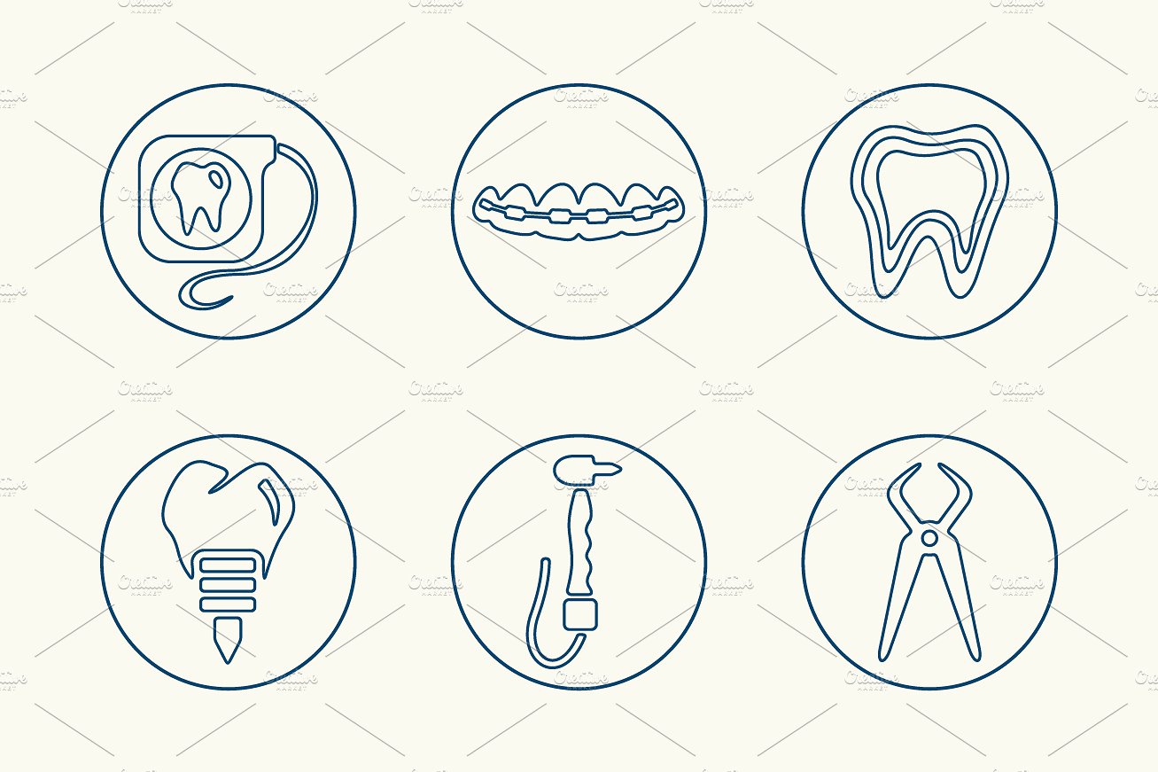 Set of stomatology simple icon