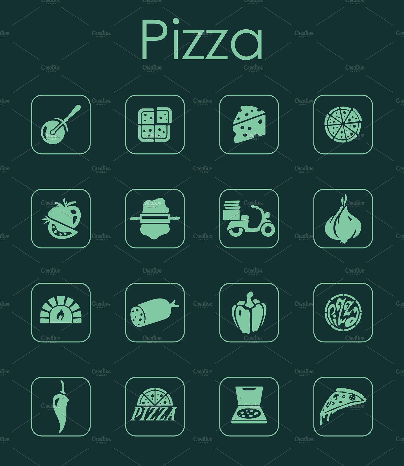 16 PIZZA simple icons