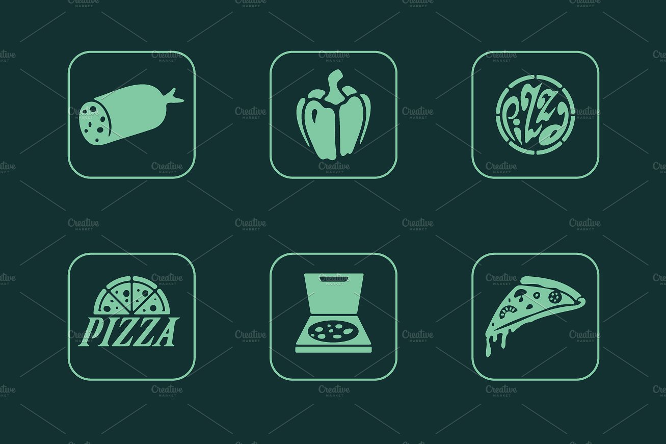 16 PIZZA simple icons