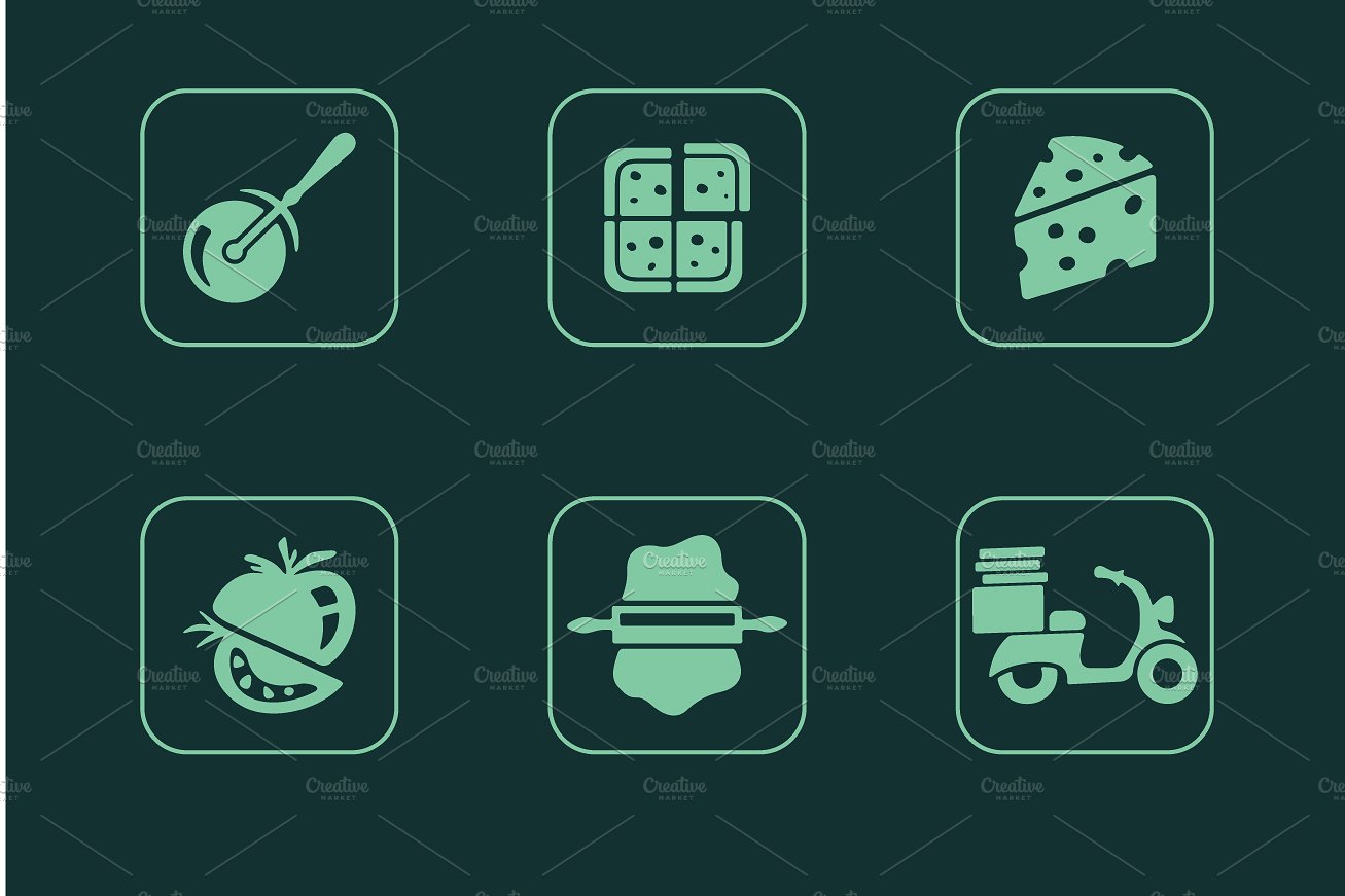 16 PIZZA simple icons