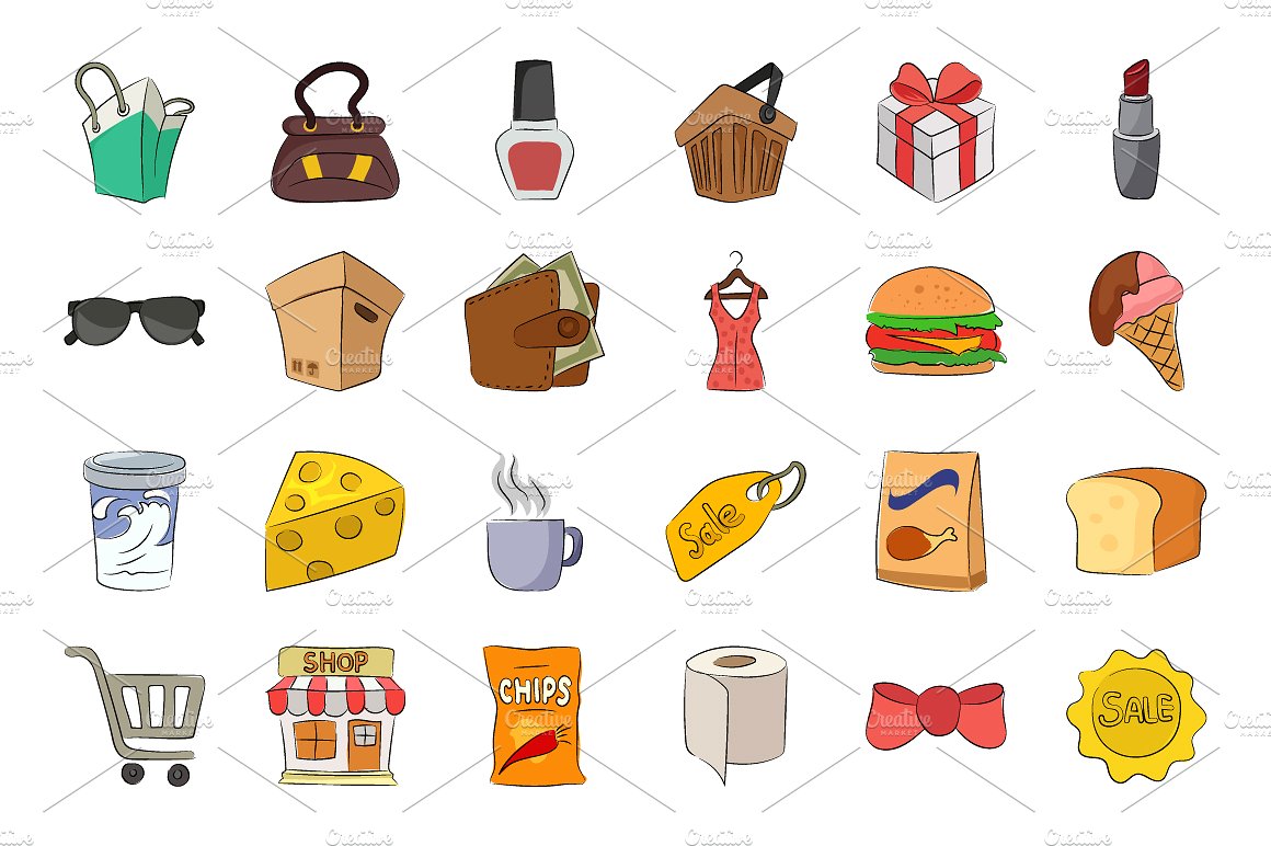 Shopping Hand Drawn Vector Ico