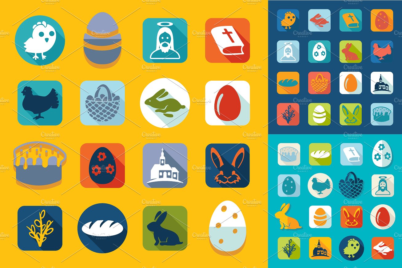 Set of easter icons