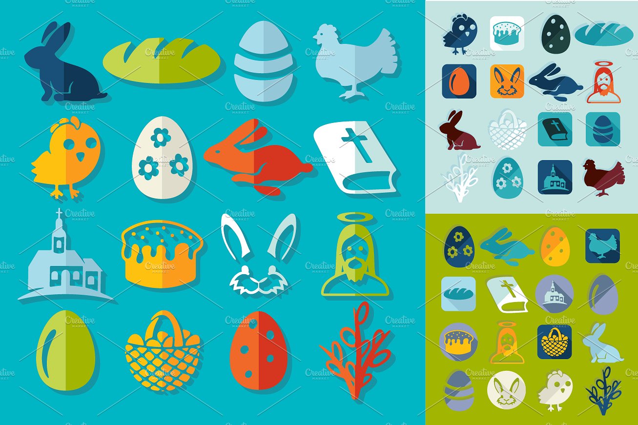 Set of easter icons