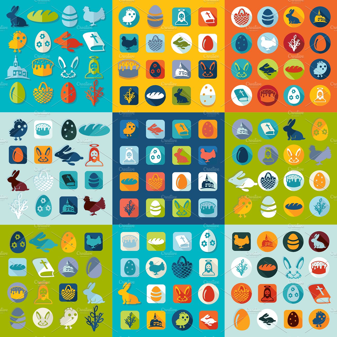 Set of easter icons