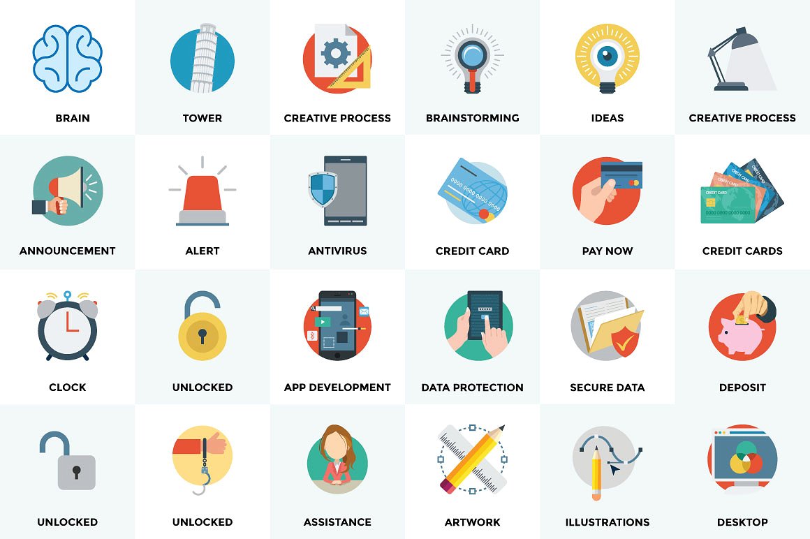 75 Flat Vector Icons