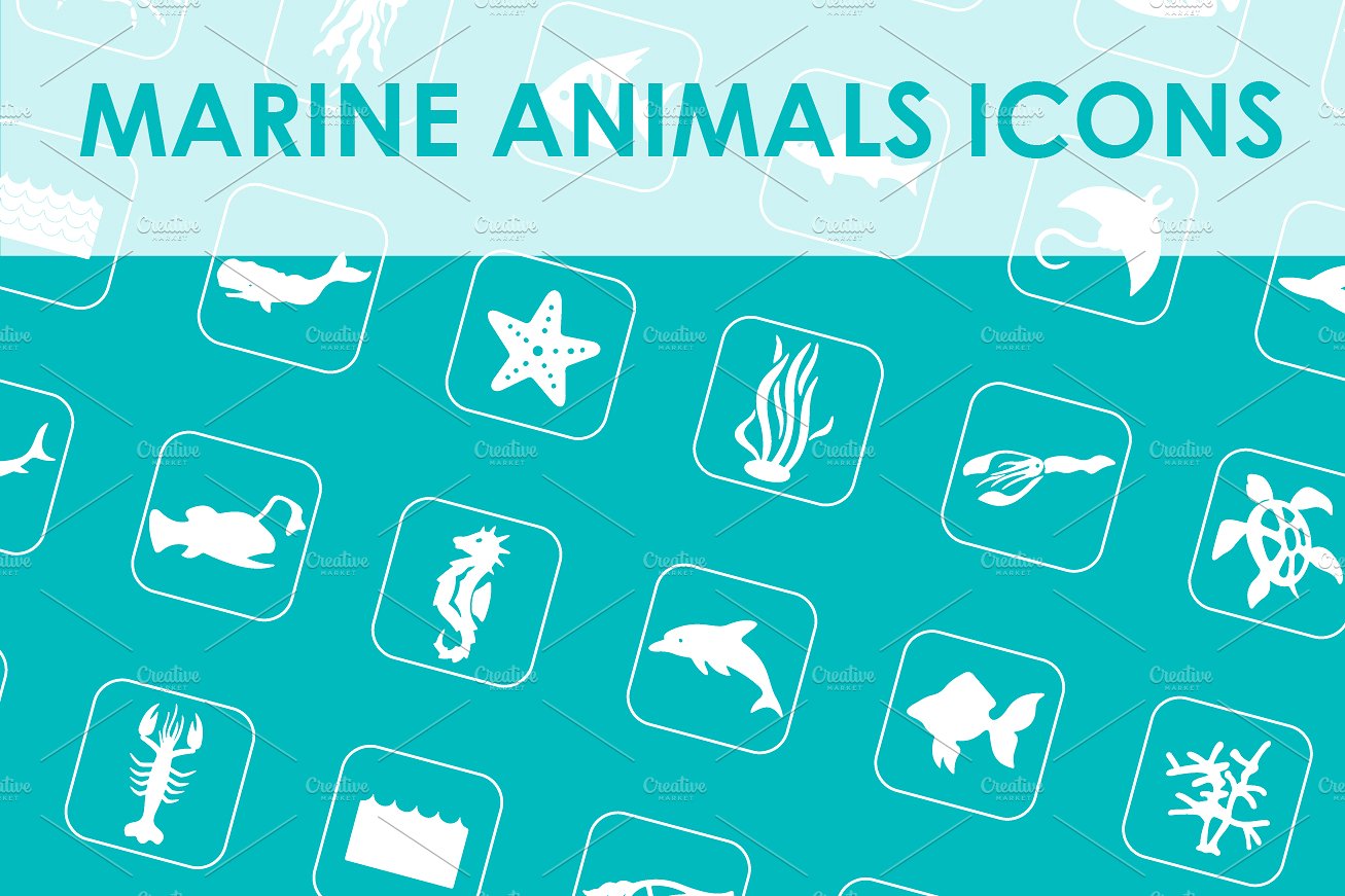 Set of marine animals simple i